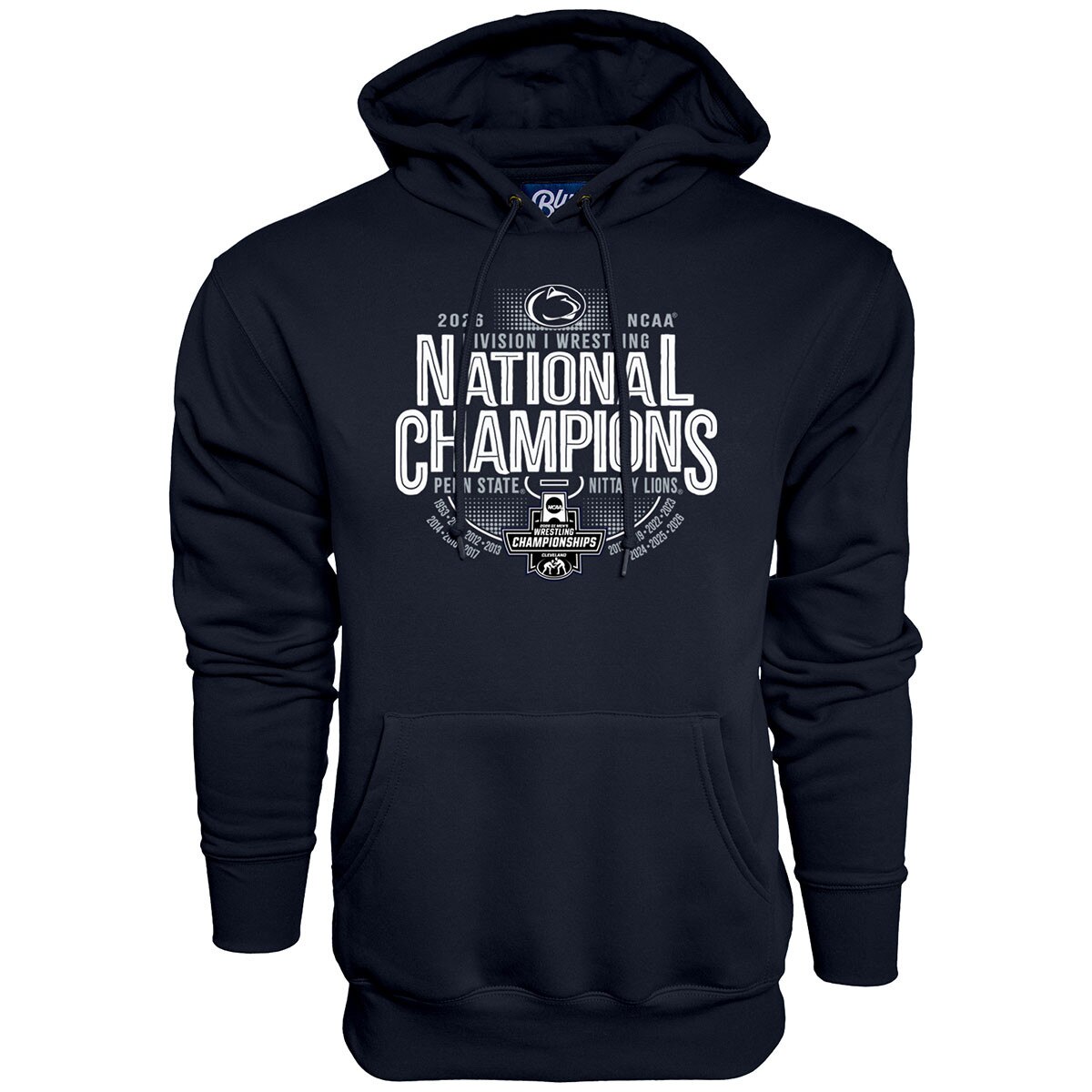 navy hooded sweatshirt 2026 Wrestling National Champions Penn State